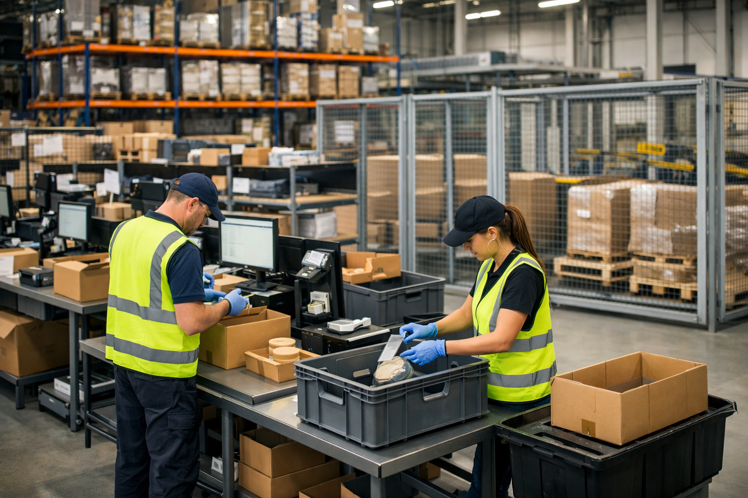 Logística reversa no centro de distribuição com triagem, rastreabilidade e WMS