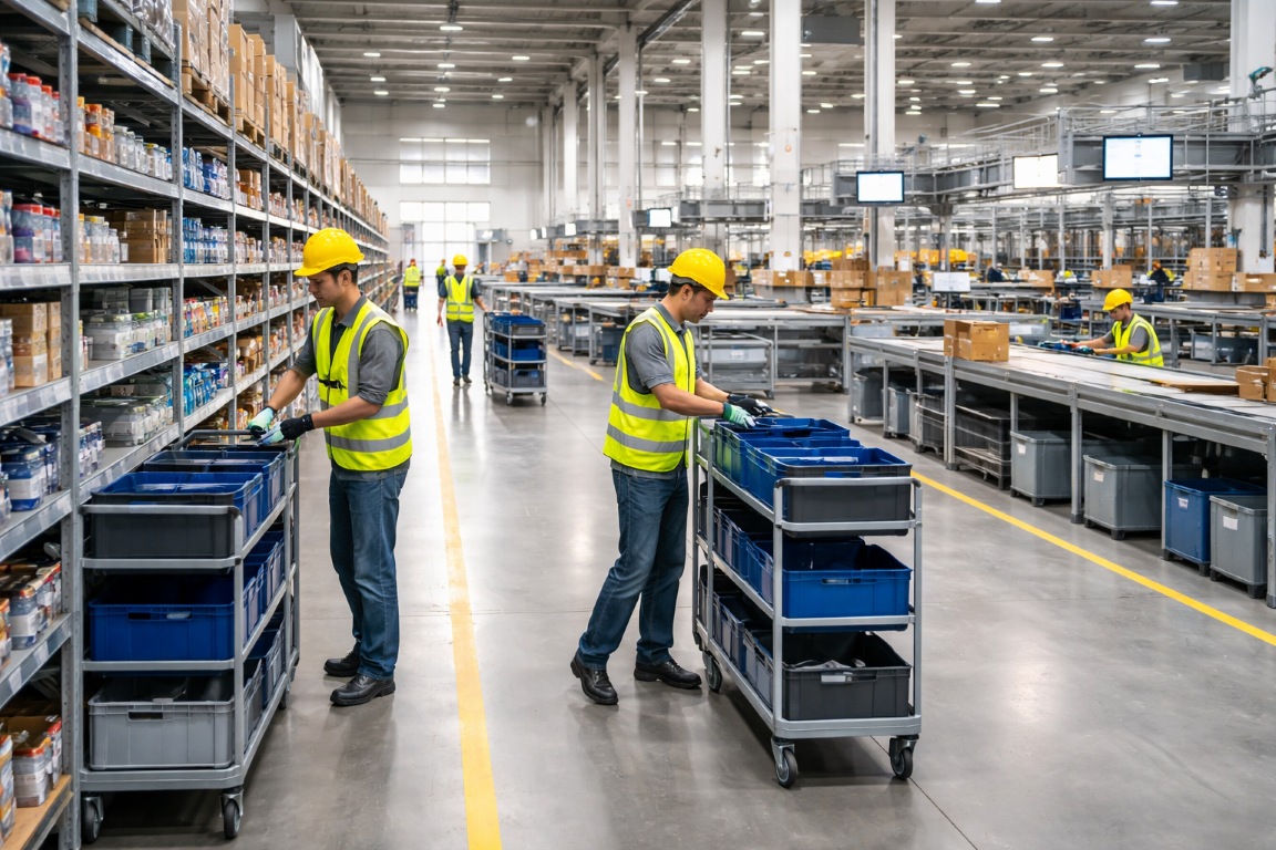 Picking por onda com comparação entre picking por zona e picking por batch em operação de separação de pedidos