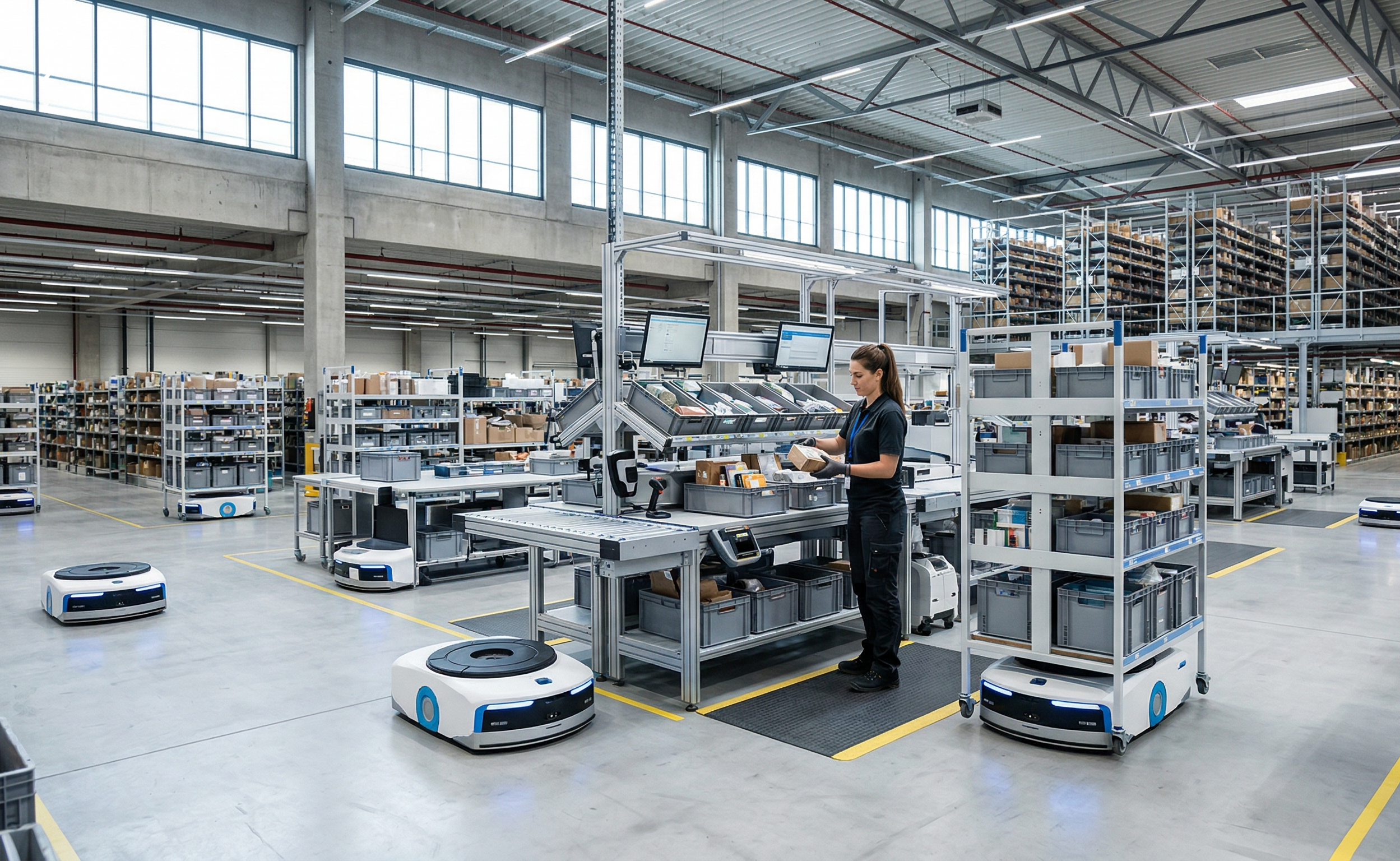 Separação de pedidos eficiente em armazém logístico de e-commerce